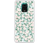 Funda compatible con Xiaomi Redmi Note 9S - Note 9 Pro - Patron flores con fondo verde