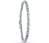 Inmaculada Romero Pulsera Oro Blanco 18k Mujer Eslabones Formas Cuadradas Circonitas Joyería Diamante