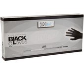 EUROSTIL Pack 2 Cajas Guantes Latex negro sin polvo Talla S Pequeña 20 pcs (Total 40 pcs)