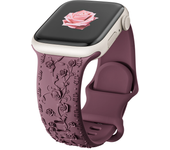 Floral Engraved Strap For Apple Watch Band 40mm 44mm 41mm 49mm 45mm 38mm 42mm Silicone bracelet iwatch series 9 7 se 6 8 ultra 2