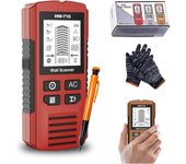 Detector de metales y paredes portátil multifuncional, escáner de pared portátil para tuberías de alambre con pantalla LCD de alta definición, detector de vigas 5 en 1, ideal para detectar metales, cables y madera (rojo)