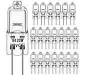 20 Pack Halogen Light Bulbs, 2 Pin 12v 20w G4 Base 350lm Dimmable Halogen Bulbs For Under Cabinet Puck Light
