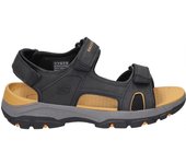 SKECHERS | Sandalia plana Skechers Relaxed Fit Tresmen Hirano para Hombre – Sandalia Casual en Color Negro – Sandalia de Verano con Cierre de Velcro – Cómoda y Ligera – Relaxed Fit – Vegan – Alta Calidad – Modelo 204106-BLK