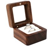 Black Walnut Solid Ring Box Single Double Ring Box Earrings Box Cufflinks Box Vintage Wooden Ring Box Exquisite Gift Box