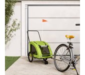 vidaXL Remolque de bicicleta mascotas hierro tela Oxford verde