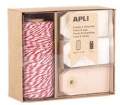 APLI SET GIFT BOX CUERDA MAS ETIQUETAS NATURE NAVIDAD 13x10x5 Cms.