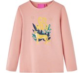 Camiseta infantil de manga larga 104 en color Rosa claro/Azul marino/Coñac