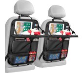 Organizador de coche Organizador de asiento de coche, Organizador de asiento trasero de coche con mesa de bandeja plegable para iPad de hasta 10,5, 6 bolsillos, Almacenamiento de juguetes para niños, Bolsa a prueba de agua