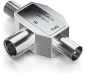 CABLEPELADO Distribuidor de TV, Distribuidor de antena, divisor de TV, Adaptador antena en T, Divisor Coaxial en T, 5-1000 MHz, DVB-T2, Metálico, 2 salidas Macho a 1 Entrada Hembra