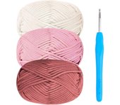 Hilo grueso para crochet Hilo de algodón para 4 x 100 g para principiantes Hilo de lana para tejer a crochet