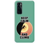 Funda Silicona Líquida Verde para Vivo Y70 diseño Mujer Escalada Dibujos