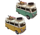 CAPRILO REGALOS & DECORACIÓN Set de 2 Figuras Decorativas de Metal "Furgonetas Surferas con Guitarra ". Adornos y Esculturas. Coches Retro. Vehículos Coleccionables. Decoración Hogar. Regalos Originales. 25 x 12 x 16,50 cm