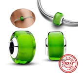 New 925 Sterling Silver Solid Color Murano Glass Charm Shining Beads Fit Original Pandora Charms Bracelet Fine Jewelry Wholesale