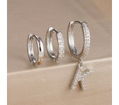 3PCS A-Z Letters Hoop Earrings Set For Women Fashion Stainless Steel Alphabet Huggie Cartilage Earring Piercing Jewelry Aretes