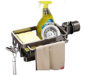 Organizador de fregadero de cocina, soporte para esponja de fregadero, organizador de grifo con soporte para bandeja de goteo para cocina y baño