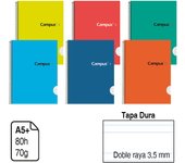 CUADERNO CAMPUS ORIGINAL BLOC ESPIRAL CAMPUS TAMAÑO A5 TAPA DURA 80 HOJAS. Pack de 6 cuadernos Cuadricula 4 MM/ Doble Raya 2,5 Mm/Doble Raya 3,5 Mm/Horizontal a elegir (SON DE TAMAÑO A5,MAS CHICO QUE TAMAÑO FOLIO!)
