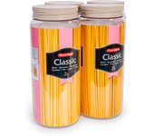 Plastic Forte - Juego de 4 Botes Classic Redondos 2L. Ideales Despensa. Marrón