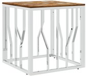 vidaXL Mesa de centro acero inoxidable madera maciza reciclada Plateado, Dorado, Plateado y marrón claro Mesita de Salón o Comedor o Auxiliar Mesa de Café Meuble Salón