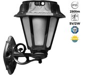 BARCELONA LED - FUMAGALLI Farola solar de jardín para pared "BISSO/ROSETTA" con sensor PIR - 2 modos de funcionamiento - 4000K