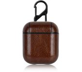 PU Leather Earphone Case for AirPods 1/2 Gen Earbuds Cover Wireless Headphone Protective Shell with Carabiner