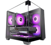 Mars Gaming MC-VISIONM, Caja Gaming Compacta MicroATX, Triple Cristal Templado, Estructura Doble Cámara, Soporte Refrigeración Líquida hasta 240mm, Minitorre PC con Amplia Capacidad Interna, Caja PC Negra, Rosa o Blanca