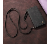 Long Lanyard Leather Flip Phone Case for Samsung S23 S24 S22 S21 Ultra S21 FE S10 S8 S9 Plus Note 20 Ultra Magnetic Wallet Cover