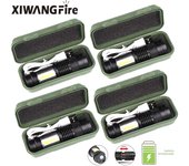 Mini Portable 2000 Lumens Led Flashlight Built In Battery Torch COB Variable Focus Waterproof Tactical Flashlight Bulb Light