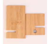 FadyDail Bamboo Mobile Phone Stand with Charging Hole, Detachable Wood Cell Phone Holder Desk Tablet Stand Wooden Desktop Dock Cradle for iPhone iPad and All Phones