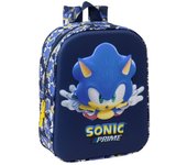 Mochila 3D Sonic Guarderia, Licencia 100% Oficial, 27x22x10 cm, Safta - Kiglam