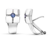 Inmaculada Romero Pendientes Oro Blanco 18k Mujer Circonita Azul 17 Mm