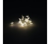 Guirnalda Luces Navidad Estrellas 20 Leds Color Blanco Calido.Luz navidad interiores y exteriores IP44 A Pilas 3AA (No Incluida)