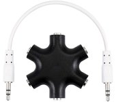 5-Way Universal de Auriculares Divisor Hembra Aux 5 Puertos Audio Jack Divisor para Compartir Música para iPhone iPad Samsung Galaxy Note Huawei LG HTC PC Portátil Mp3 Mp4 (NEGRO)