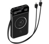 DAM. Powerbank 10.000mAh con carga inalámbrica de 15W, salida PD22.5W Super quick charge, carga rápida. Pantalla indicadora de carga. 12x2x7cm