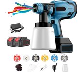PISTOLA DE PULVERIZACIÓN eléctrica inalámbrica de 1000ML, pulverizador de pintura HVLP de alta potencia, aerógrafo con revestimiento de acero para muebles de automóvil para batería Makita de 18V, Pistola eléctrica de 1000 W, Con 2 pilas