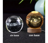 1Pc 6cm Crystal Ball Night Light Planet Laser Engraved  Birthday Gift Glass Sphere Home Desktop Decoration with Wooden USB Base