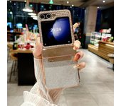 Z Flip6 Electroplate Glitter Diamond Hinge 2in1 Phone Case for Samsung Galaxy Zflip5 Z Flip 6 5 4 3 Flip4 Shiny Shockproof Cover