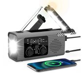 2024 New 4000 mAh LED Emergency Lights USB Emergency Light with SOS Radio Outdoor Camping Solar Charging Radios Portable Lamps