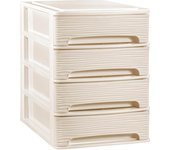 COM-FORT HOUSE  Cajonera Apilable de Plástico  Modelo Ondas  Color Blanco Roto  Cajones de Almacenamiento Modular