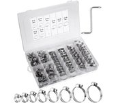 100 Abrazaderas de Manguera Ajustables, Abrazaderas de Manguera de Acero Inoxidable, Abrazaderas de Manguera, 8 Tamaños 8-44 mm, Abrazaderas de Manguera para Tuberías de Agua, Tuberías, Automóviles y Maquinaria