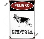Beware of Dog Warning Tin Sign Shepherd Metal Signs Black and White Poster for Fence Farm German Outdoor House