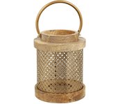 FAROL MADERA/METAL DORADO HM311014 FIJALO DECORACION