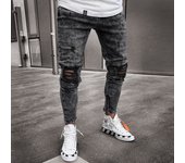 Men European American Style High Street Ripped Hip Hop Stylish Skinny Jeans High Quality Holes Casual Cotton Pencil Denim Pants
