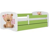 Cama 140 x 70 cm Kocot Kids com colchão BabyDreams Teddybear Flowers Green