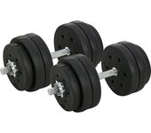 HOMCOM Juego de Mancuernas Ajustable 30KG con Barra de Conexión de Acero y Discos Desmontable Juego de Pesas para entrenamiento en Casa Gimnasio Oficina Negro