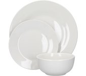 Mikasa Juego de Vajilla Alexis, Platos y Tazones de Estilo Minimalista de Porcelana Blanca, 12 piezas (MKALEXIS12PC)