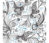 Papel Pintado Floral Abstracto Azul