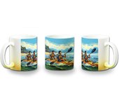 MERCHANDMANIA TAZA DEGRADADO COLOR deporte playa kayak amigos isla tropical color mug