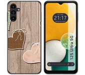 Funda Silicona para Samsung Galaxy A13 5G diseño Corazones Madera Dibujos