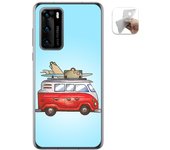 Tumundosmartphone Funda Gel Tpu para Huawei P40 diseño Furgoneta Dibujos