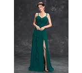 Mgiacy V-neck ruffled waist discount chiffon slit A full skirt Evening gown ball dress Party dress